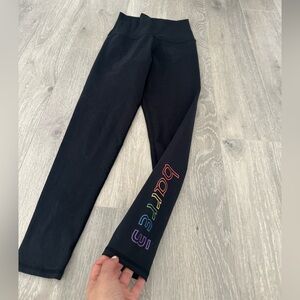 Kids Black Leggings with Colorful Logo